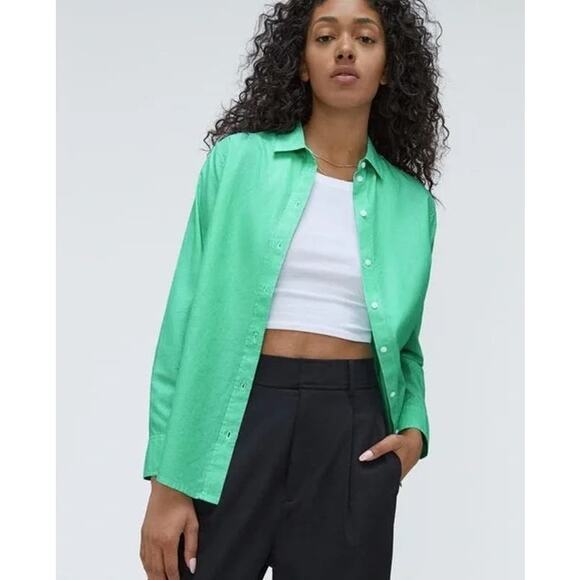 Everlane The Silky 100% Cotton Relaxed Shirt in Mint 6 NEW - Picture 5 of 6